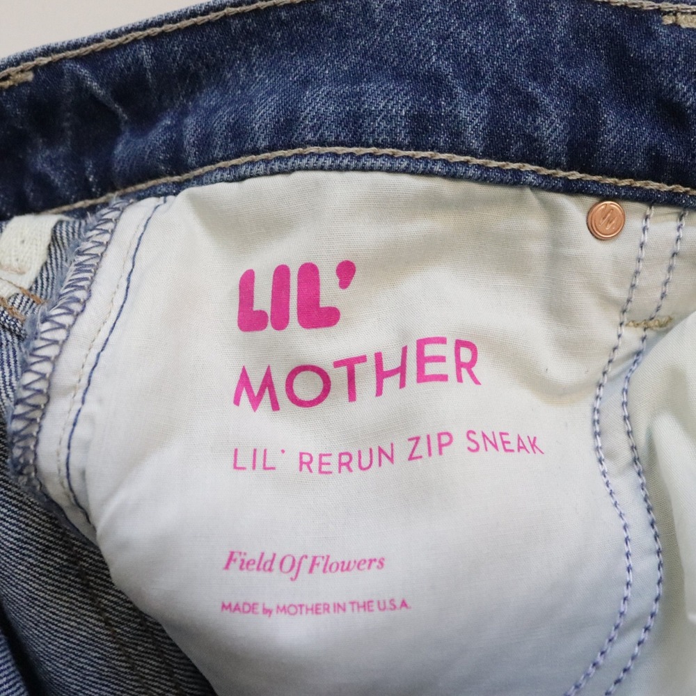 Mother Lil Rerun Zip Sneak Jeans Field Of Flowers High Rise Wide Leg‎ 23 - Picture 10 of 13